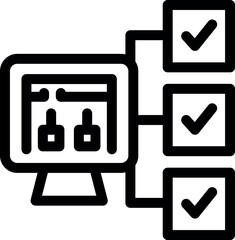 Wall Mural - line icon of website development process with check marks representing completed tasks