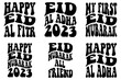 © David - Elegant Retro Eid Al Adha Quotes, Typographic Emblems Collection Vector Illustration for Greeting Card, Decal, Logo