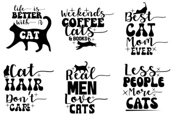 Wall Mural - Minimalist Cat Labels And Badges, Typography Set Vector Illustration for Printing Press, Advertising, Holiday Cards