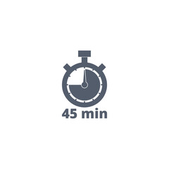 Wall Mural - 45 minutes stopwatch icon isolated on transparent background