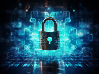 Wall Mural - Unbelievable Hud closed padlock on digital background cyber security