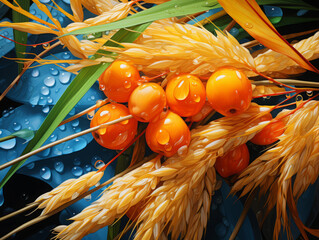 Wall Mural - Exceptional Close-up of crops growing on field