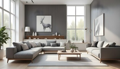 Photo modern style interior room 3d illustration