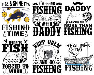 Wall Mural - Minimal Fishing Typography, Typographic Emblems Pack Vector Illustration for Mug Design, Gift Card, Motion Graphics