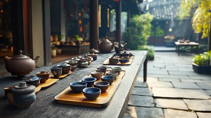 Wall Mural - Close-up scene of Chinese tea culture art, zen art, quiet scene