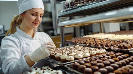 A baker in a white uniform inspects a tray of pastries. The photo is great for use in a blog post or website about baking and pastry chefs.