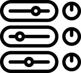 Poster - Black and white icon set featuring sliders and buttons for adjusting settings in a user interface