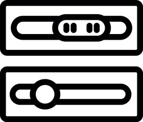 Sticker - Black and white vector icon set of slider buttons with round and linear regulator