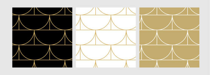 Aufkleber - Abstract background pattern seamless geometric line in luxury black and gold color. Vector Christmas backgrounds set