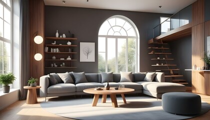 Photo modern style interior room 3d illustration