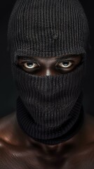 Poster - A person wearing a black ski mask. AI.