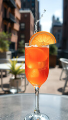 Canvas Print - Orange Slice Cocktail on Glass Table