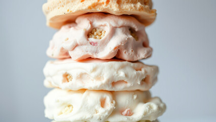 Canvas Print - Close-up of a Stacked Ice Cream Cone with Various Flavors