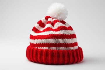 red and white Christmas hat isolated on white background. Generative ai