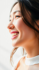 Wall Mural - Beautiful Woman with Long Black Hair Smiling