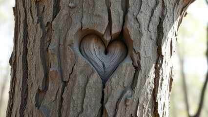 Wall Mural - Heart-Shaped Tree Bark