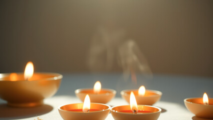 Canvas Print - Burning candles in a row