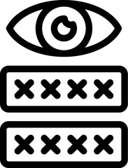 Wall Mural - simple vector icon of an eye looking at a password form, representing the concept of security