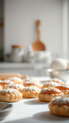 Sticker - Closeup of delicious pastries dusted with powdered sugar