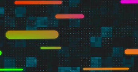 Sticker - Moving colorful bars over digital grid in animation