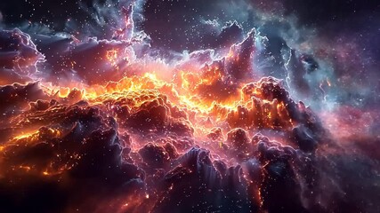 Wall Mural - cosmic inferno: a breathtaking nebula, a fiery cosmic cloud, bursts with energy and color, a vibrant