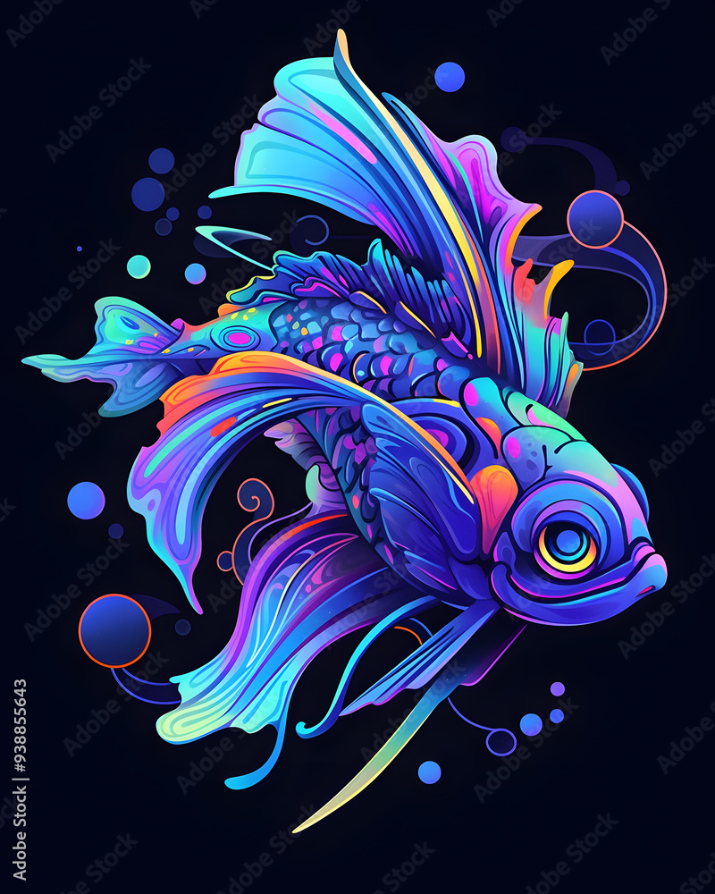 Fish Symetry Siamese algae eater Fish symmetry layout illustration Stock ...