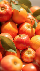 Canvas Print - Close-up of fresh red apples and oranges