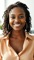 Canvas Print - Beautiful woman with a bright smile