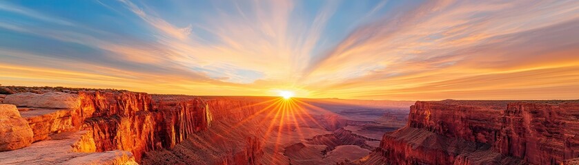 Canvas Print - Canyon Sunrise with Dramatic Sky.