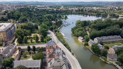 Wall Mural - View from above to the city of Metz which is a town in France with a historical city center 