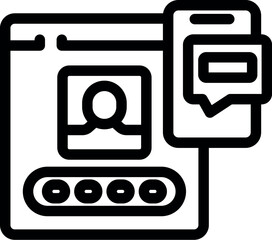 Poster - Line icon of a user account being accessed with a smartphone notification, representing online security and privacy