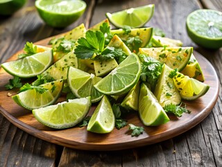 tasty serving portion fresh cilantro lime wedges