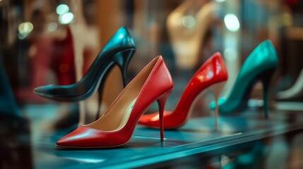 Stylish high heels displayed in a trendy boutique