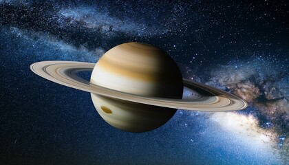 Wall Mural - Panoramic view of the Saturn out in the space