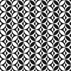 Canvas Print - Stylish black and white decor pattern. Retro ornament from circles, seamless texture. Black and white circles, textile background.