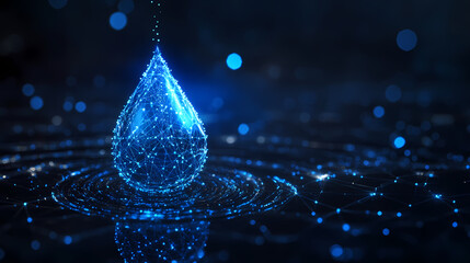 Wall Mural - Digital water drop, a symbol of future technology