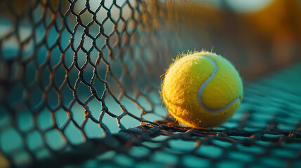 Wall Mural - Illustration of a tennis ball on a tennis court