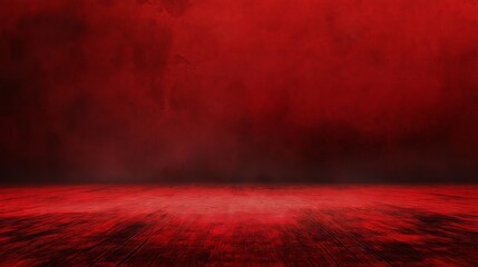 Wall Mural - Dramatic Red and Black Grunge Interior with Harsh Lighting.

