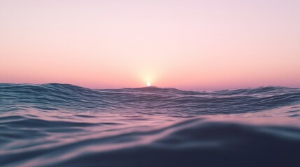 Wall Mural - Serene Ocean Waves Under a Soft Pink Sunrise.

