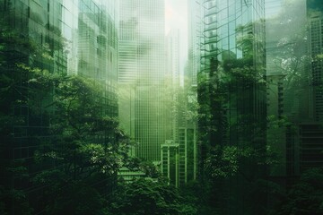 green city nature meets urban in double exposure photography.