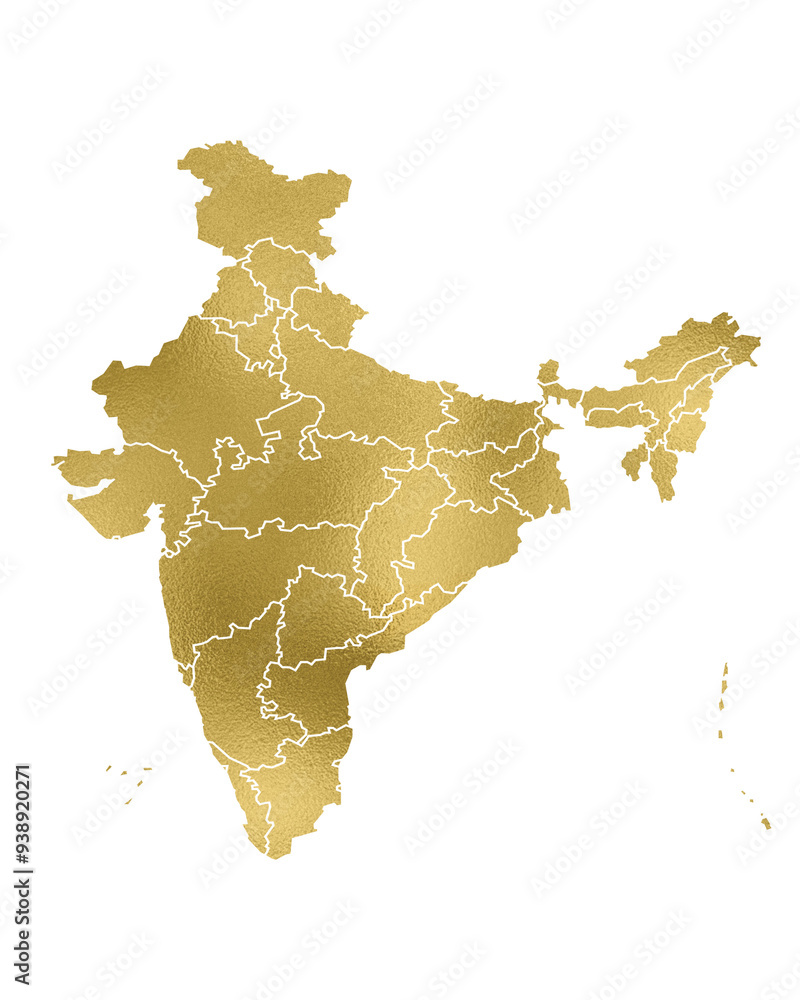 Gold foil India map illustration. Stock Illustration | Adobe Stock