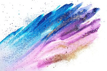 Colorful paint watercolor stripes brush strokes and glitter sparkle artistic multicolor palette, vibrant Paintbrush color ink splatter illustration on white background