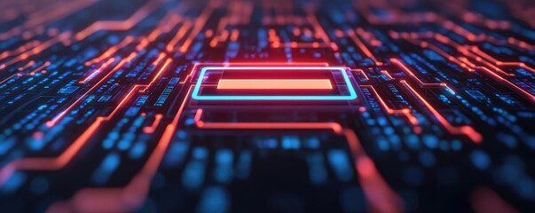 Coding screen with highlighted search box, algorithm flow, 3D illustration