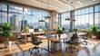 © Four888 - Modern Office Interior With Sleek Desks, Comfortable Chairs, And Large Windows Providing Ample Natural Light
