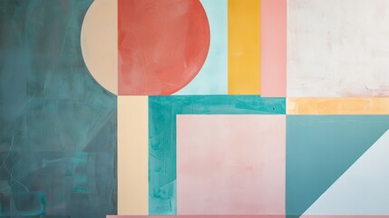 Wall Mural - A colorful abstract painting with a blue square in the middle