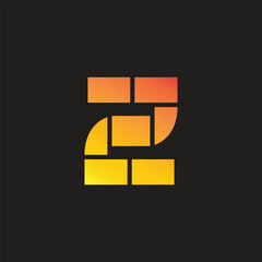 Poster - letter z bricks gradient simple logo vector