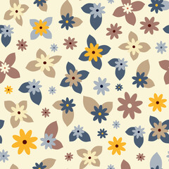 Wall Mural - Hippie flowers boho seamless background. floral retro pattern