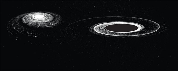 Wall Mural - black hole with disc of plasma eating dying star in space. supermassive singularity in core off a ga