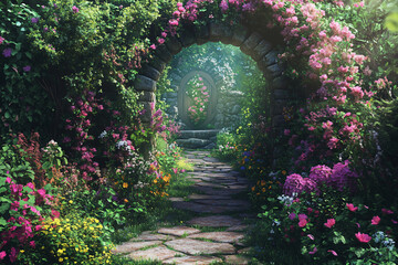 Wall Mural - Stone Arch Garden Gate.