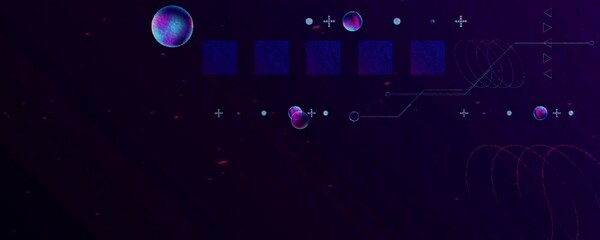 Wall Mural - Dark retro futuristic art neon abstraction background cosmos new art 3d starry sky glowing galaxy and planets blue circles	